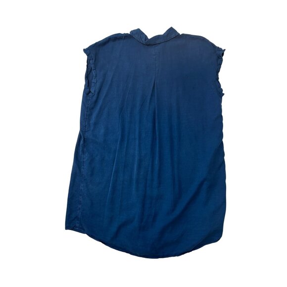 Wonderly Women Sleeveless Button Up Dress 1X Blue Lightweight Tunic Pockets 1810 - Picture 2 of 6